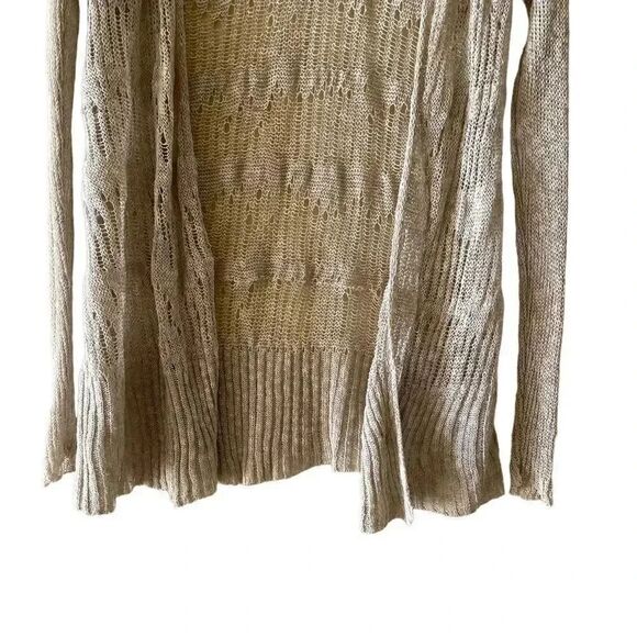 Eileen Fisher Linen Beige Embroidered Knitted Open Cardigan Sweater SZ XS - Picture 3 of 12